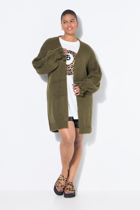 Lang vest, oversized, mouw met rimpeling