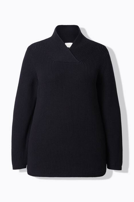 Pull en coton bio à manches longues, avec col châle