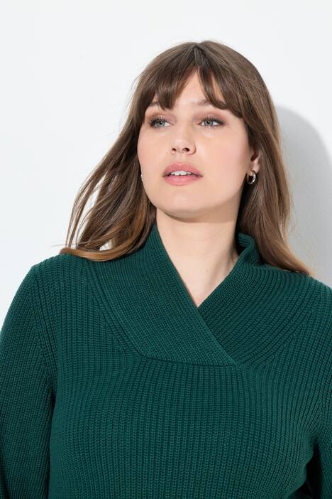 Pull en coton bio à manches longues, avec col châle