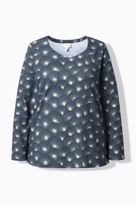 T-shirt, classic, hjerteudskæring, langærmet, økologisk bomuld