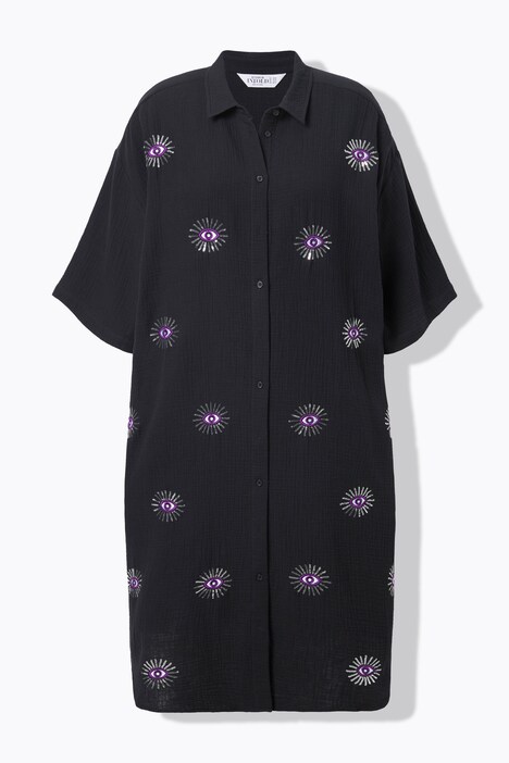 Eye Embroidery Muslin Shirt Dress