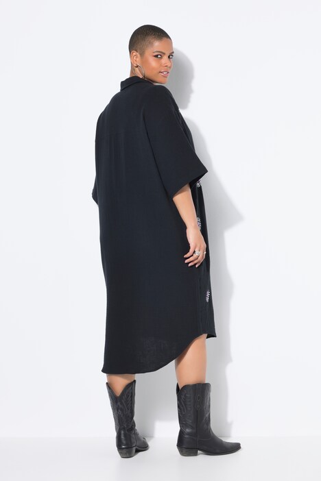 Eye Embroidery Muslin Shirt Dress