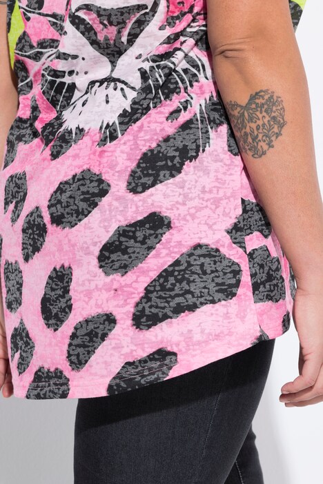 T-Shirt, A-form, leopard-patch-mønster