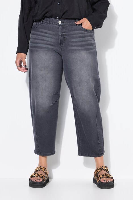 Barrel-jeans, wijde ballonpijp, hoge taille, 5-pocket