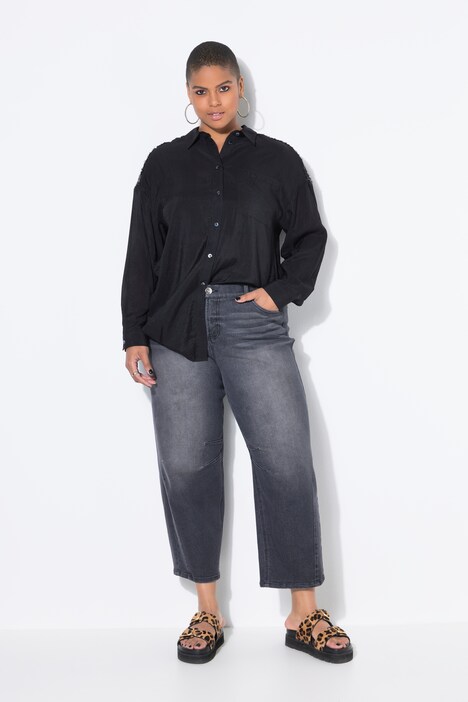 Barrel-jeans, wijde ballonpijp, hoge taille, 5-pocket