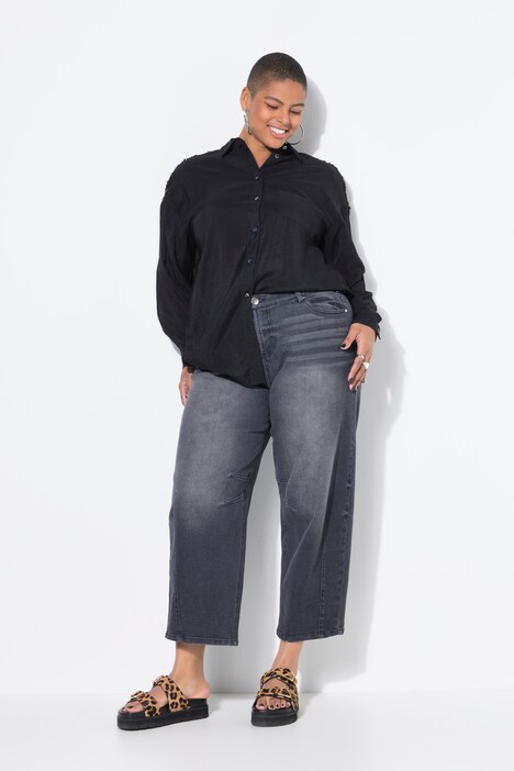 Barrel-jeans, wijde ballonpijp, hoge taille, 5-pocket