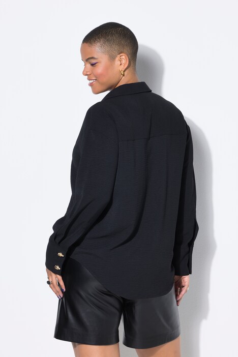 Skjortebluse, oversized, pynteknapper