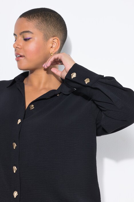 Skjortebluse, oversized, pynteknapper