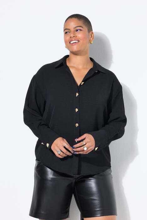 Skjortebluse, oversized, pynteknapper