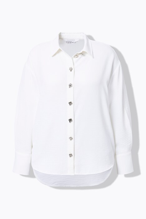 Skjortebluse, oversized, pynteknapper