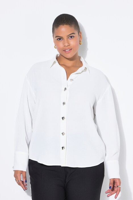 Skjortebluse, oversized, pynteknapper