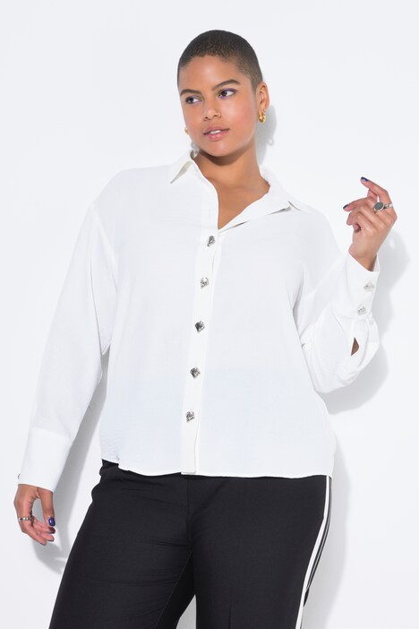 Skjortebluse, oversized, pynteknapper