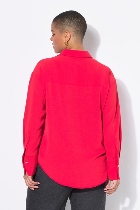 Overhemdblouse, oversized, sierknopen