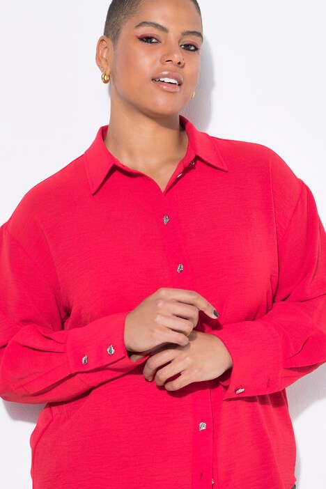 Overhemdblouse, oversized, sierknopen