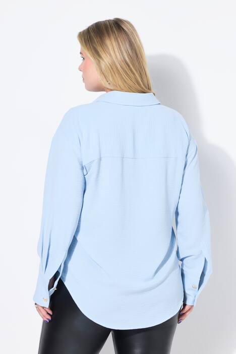Hemdbluse, oversized, Schmuckknöpfe