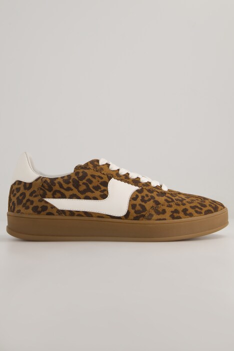 Leren sneakers, leo-look, wijdte H