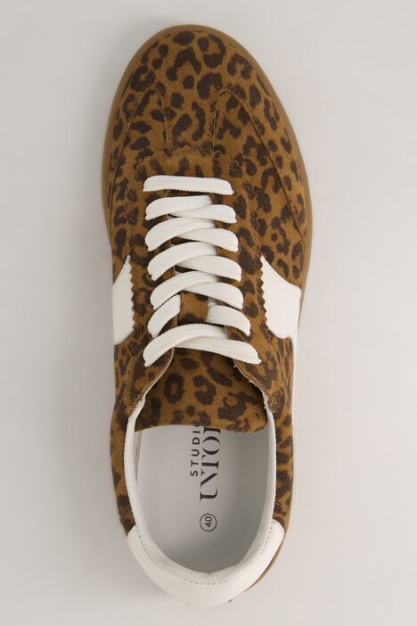 Leren sneakers, leo-look, wijdte H