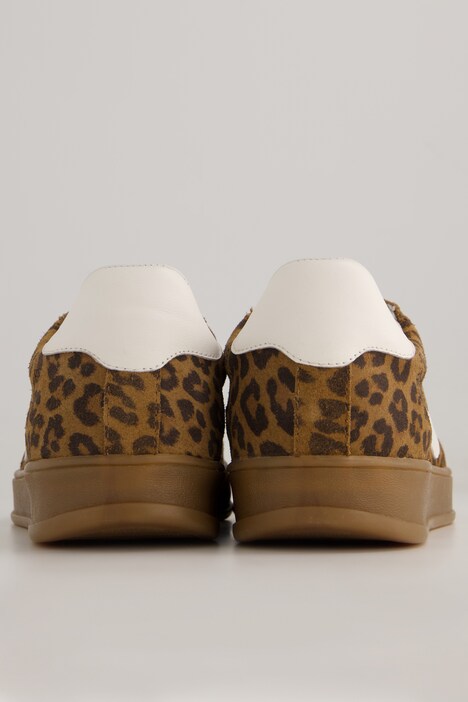 Leren sneakers, leo-look, wijdte H