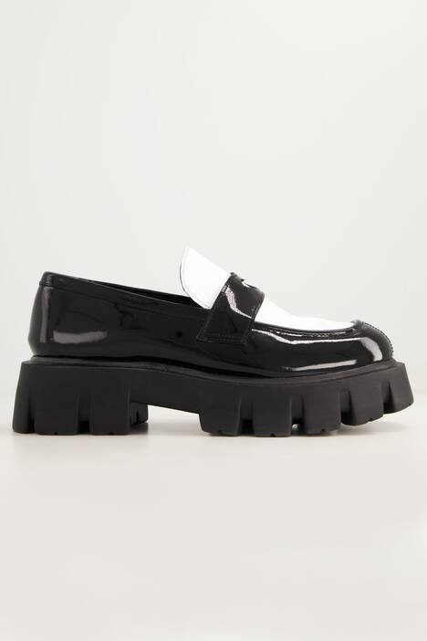 Leren loafers, tweekleurig, siergesp, wijdte H