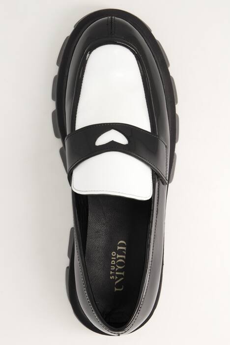 Leren loafers, tweekleurig, siergesp, wijdte H