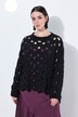 Trui, opengewerkt breisel, oversized, ronde hals, lange mouwen
