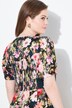 Robe maxi à fleurs, décolleté rond et manches courtes, lin mélangé