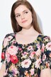 Robe maxi à fleurs, décolleté rond et manches courtes, lin mélangé