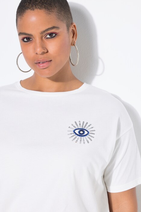 T-shirt, oversized, glitter-eye, korte mouw