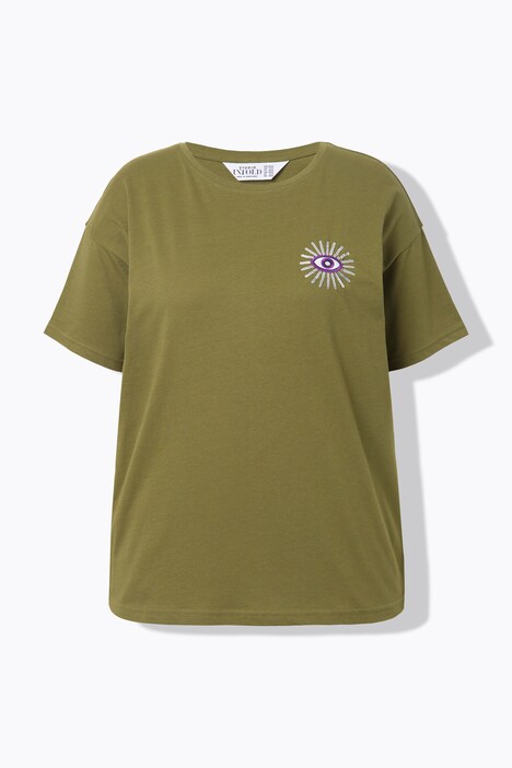 T-shirt, oversized, glitter-eye, korte mouw