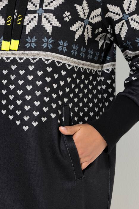 Noorse gebreide fleece jurk, lange mouw, opstaande kraag