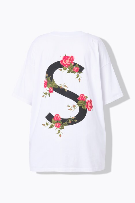 T-skjorte, oversized, roser, korte ermer