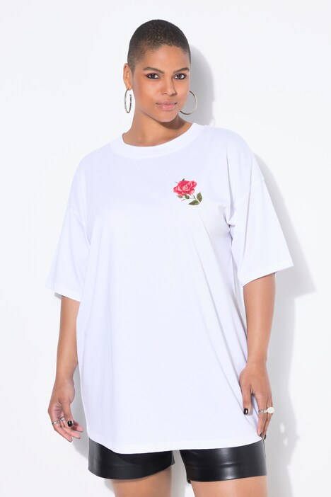 T-skjorte, oversized, roser, korte ermer