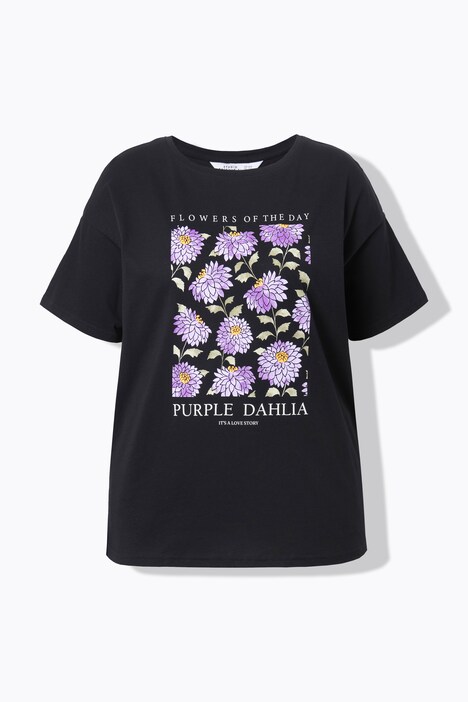 T-shirt, oversized, flower-print, korte mouw