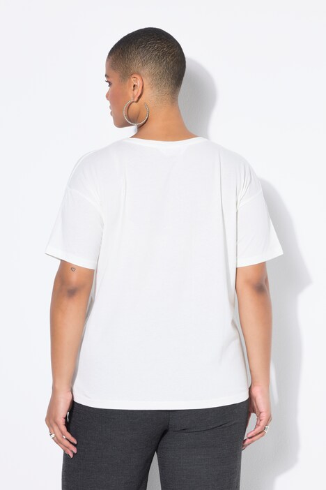T-shirt, oversized, flower-print, korte mouw