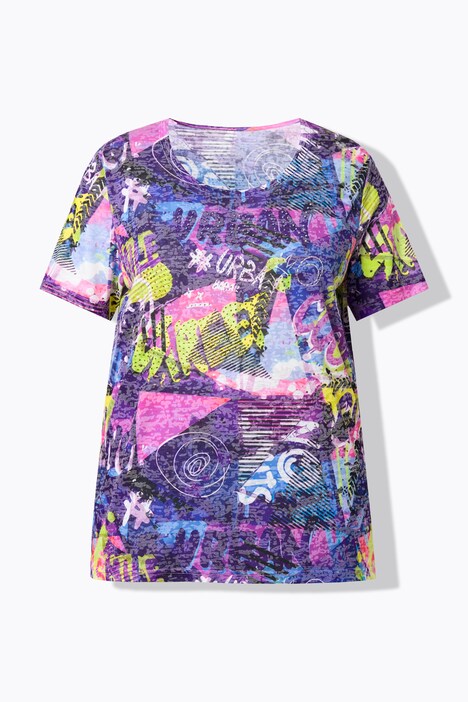 T-shirt, glitrende similisten, graffiti-mønster
