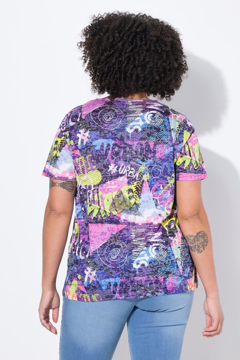 T-shirt, glitrende similisten, graffiti-mønster