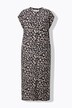 Robe midi oversize en maille piquée à motif léopard