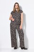 Pantalon à jambes larges en tissu gaufré à motif léopard