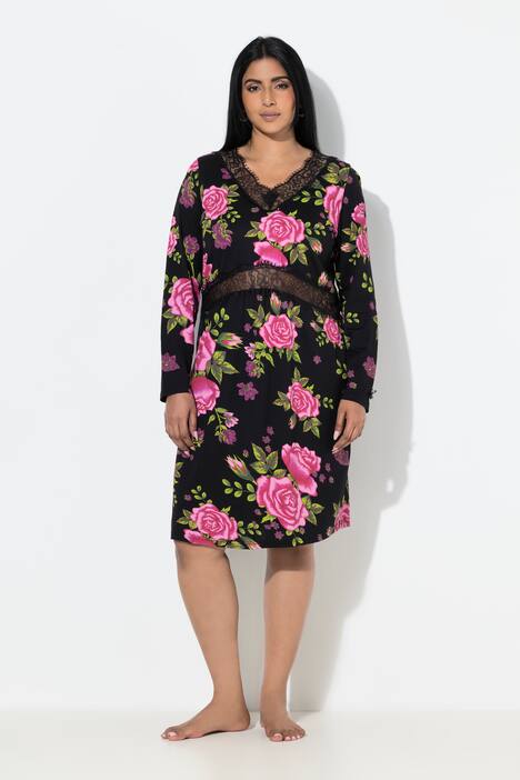 Chemise de nuit TruYou, roses et dentelle