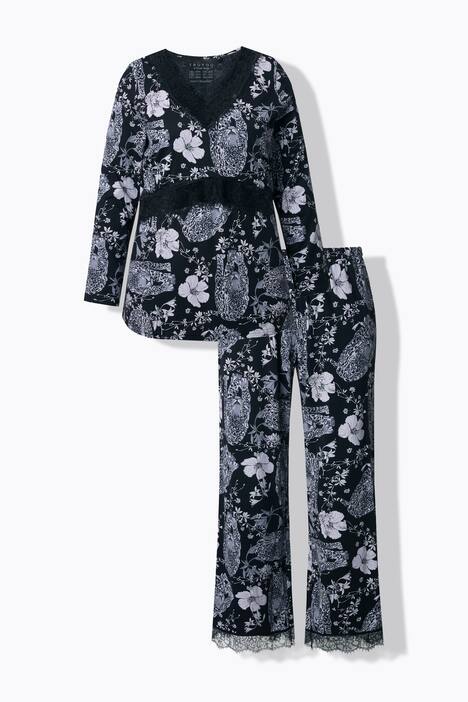 TruYou pyjama, tweedelig, rozen, kant