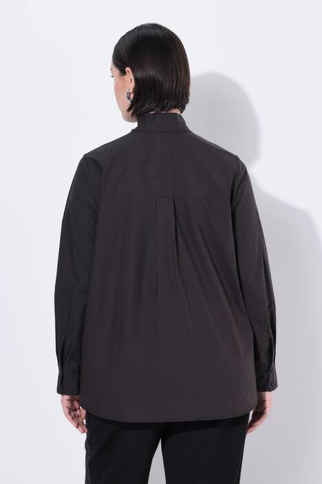 Blouse met strikhals, A-lijn, opstaande kraag, lange mouwen