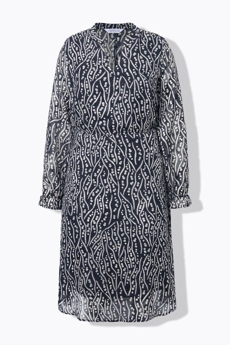 Ribbon Bloom Long Sleeve A-Line Dress