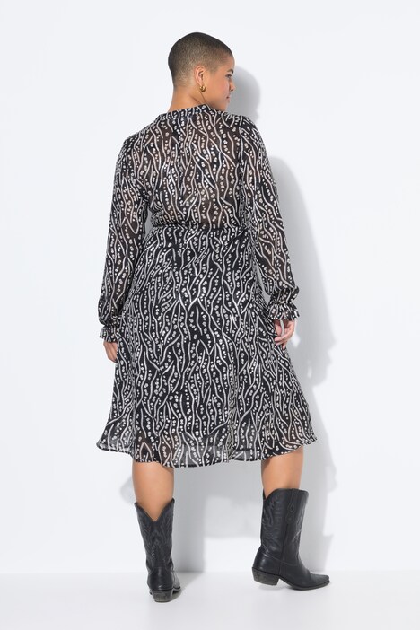 Ribbon Bloom Long Sleeve A-Line Dress