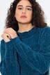 Chenille-midikjole, bred ståkrave og lange ærmer