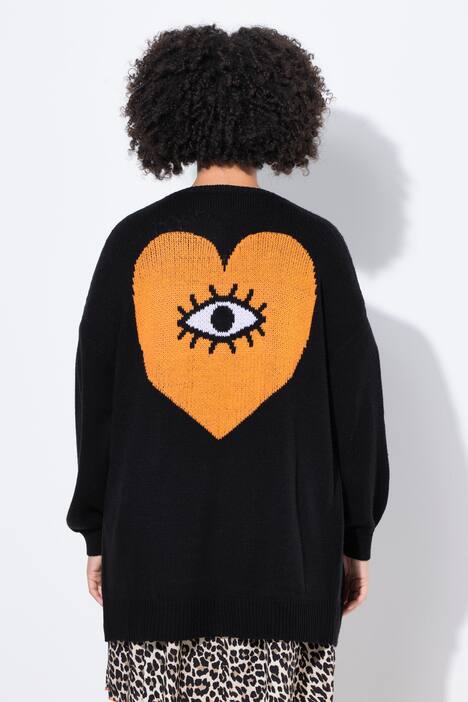 Chaqueta de punto, chaqueta abierta, «corazón con ojo» en la espalda