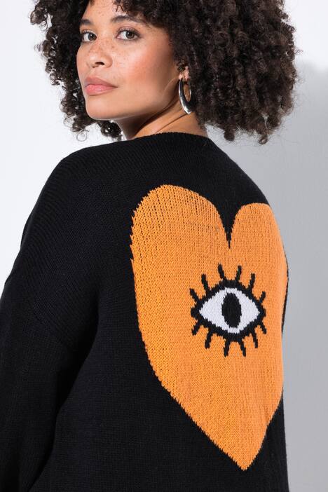 Chaqueta de punto, chaqueta abierta, «corazón con ojo» en la espalda