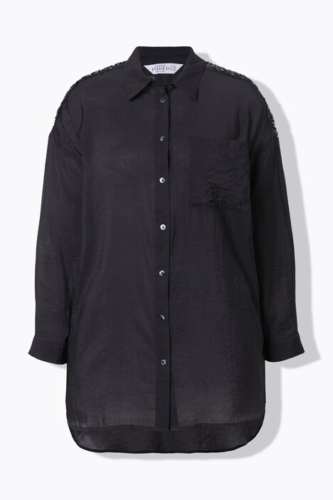 Bluse, oversized, Fransen und Pailletten auf den Schultern