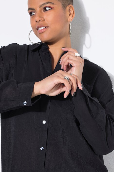 Bluse, oversized, Fransen und Pailletten auf den Schultern