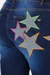 Denim-shorts, farverige stjerner, 5 lommer