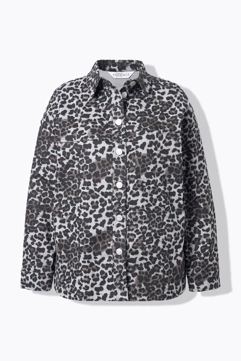 denimskjorte, oversized, leopard